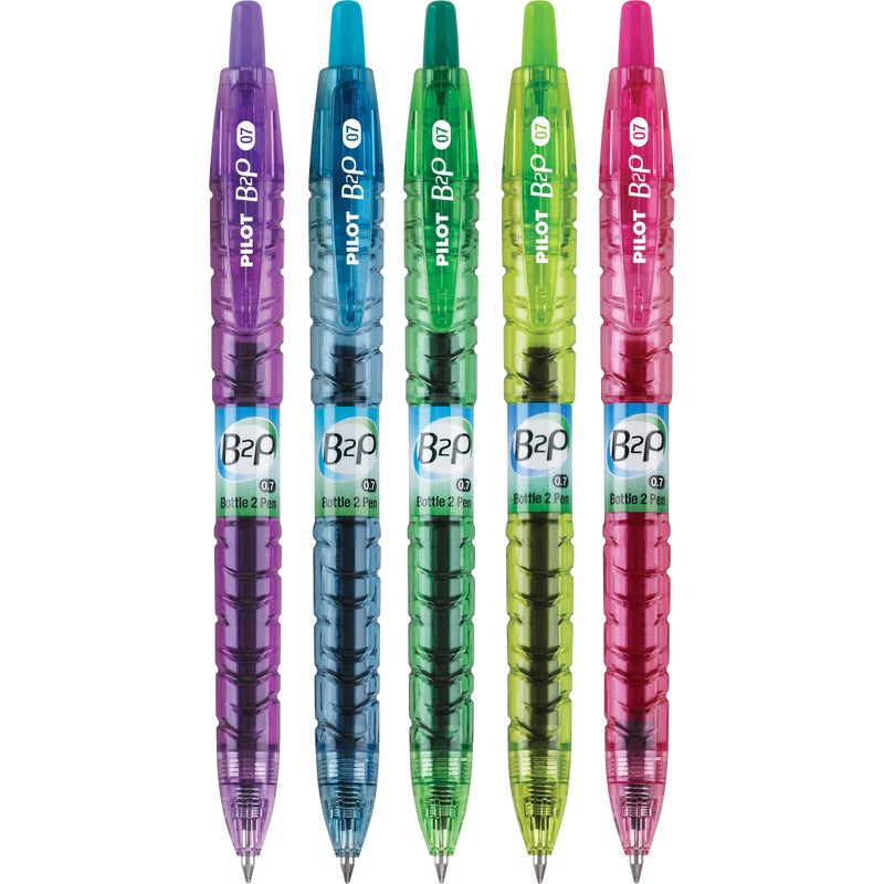PILOT B2P Colors - Bottle to Pen Refillable & Retractable Rolling Ball Gel Pen Made From Recycled Bottles, Fine Point, Assorted Color G2 Inks, 5-Pack (36621) - Image 5